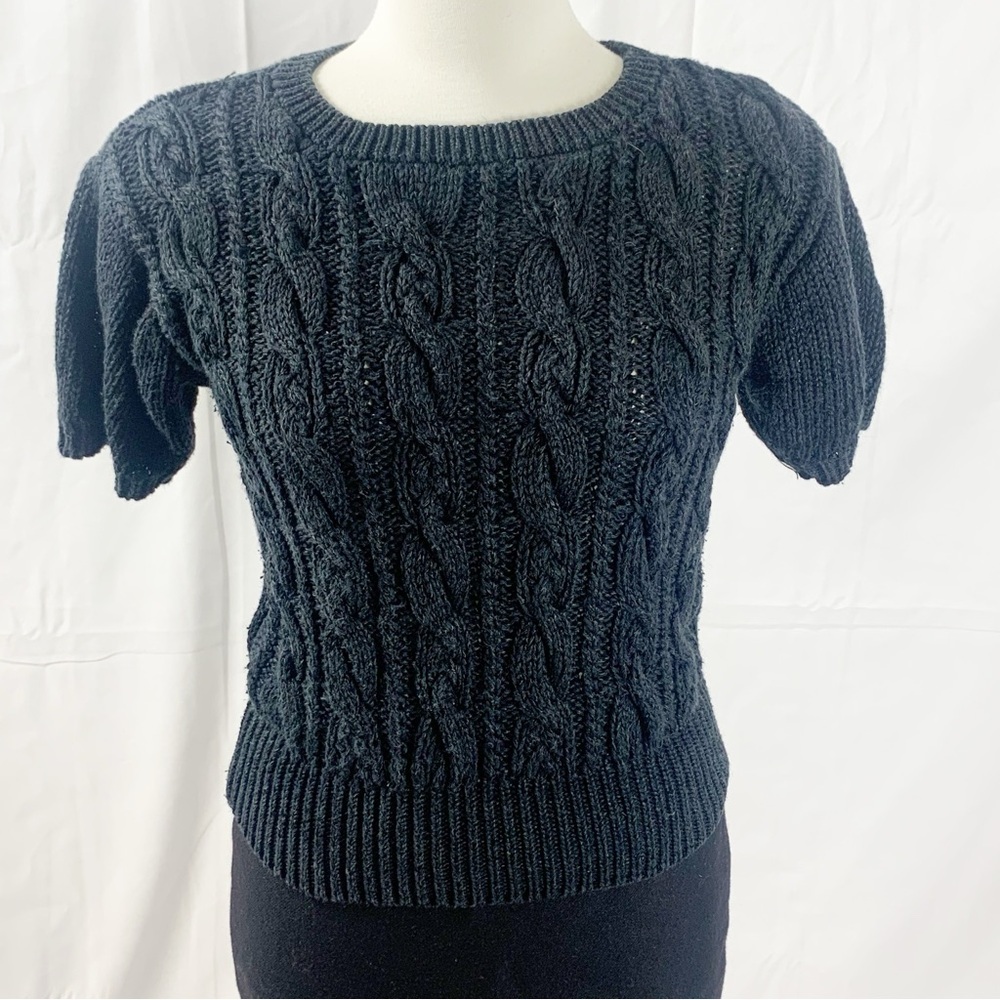 Vintage Jones New York Hand-Knit Black Short Sleeve Sweater